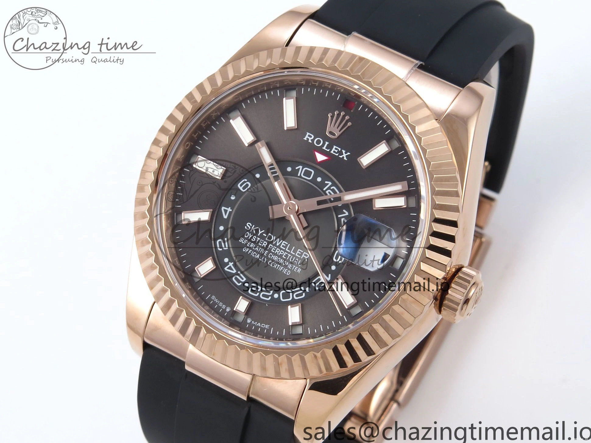 0104 Sky-Dweller 336235 RG ZF 1:1 Best Edition Gray Dial on Oysterflex Strap A23J (Gain Weight) SportInspired 908